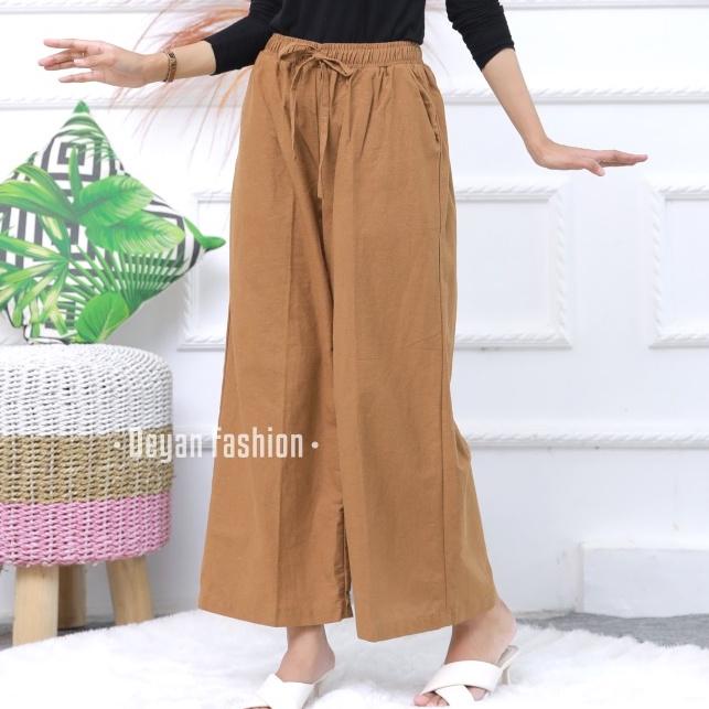 WIDI Highwaist Pants Kulot Linen Rami Kolor [GDN.19My22q]