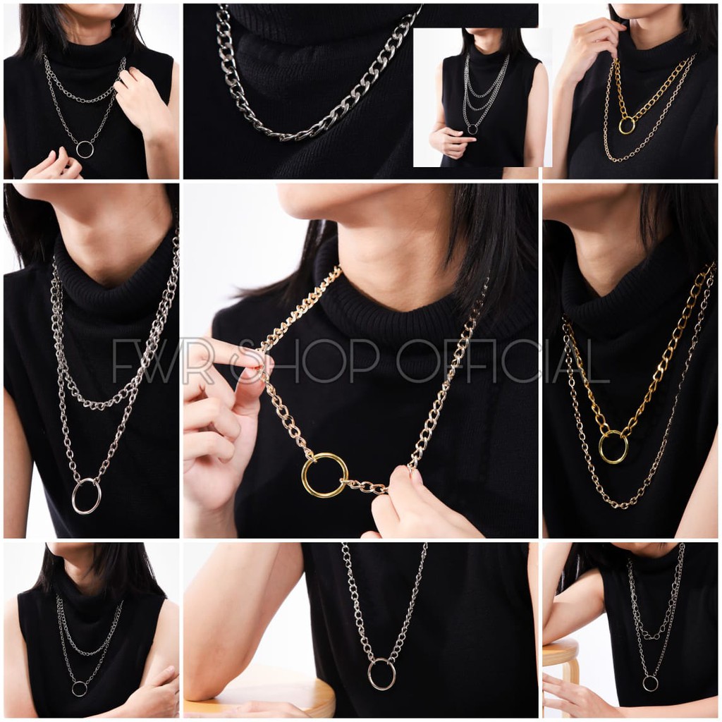 FWR - Kalung Rantai Wanita Panjang Multilayer Necklace