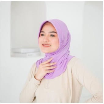 MALAYU HIJAB Kerudung Krudung Hijab Jilbab Bergo Olahraga Sport Sporty Volly Wanita Muslim Bahan Jersey Zoya Premium Korea Murah Instan Instant Syari Warna Putih-LILAC
