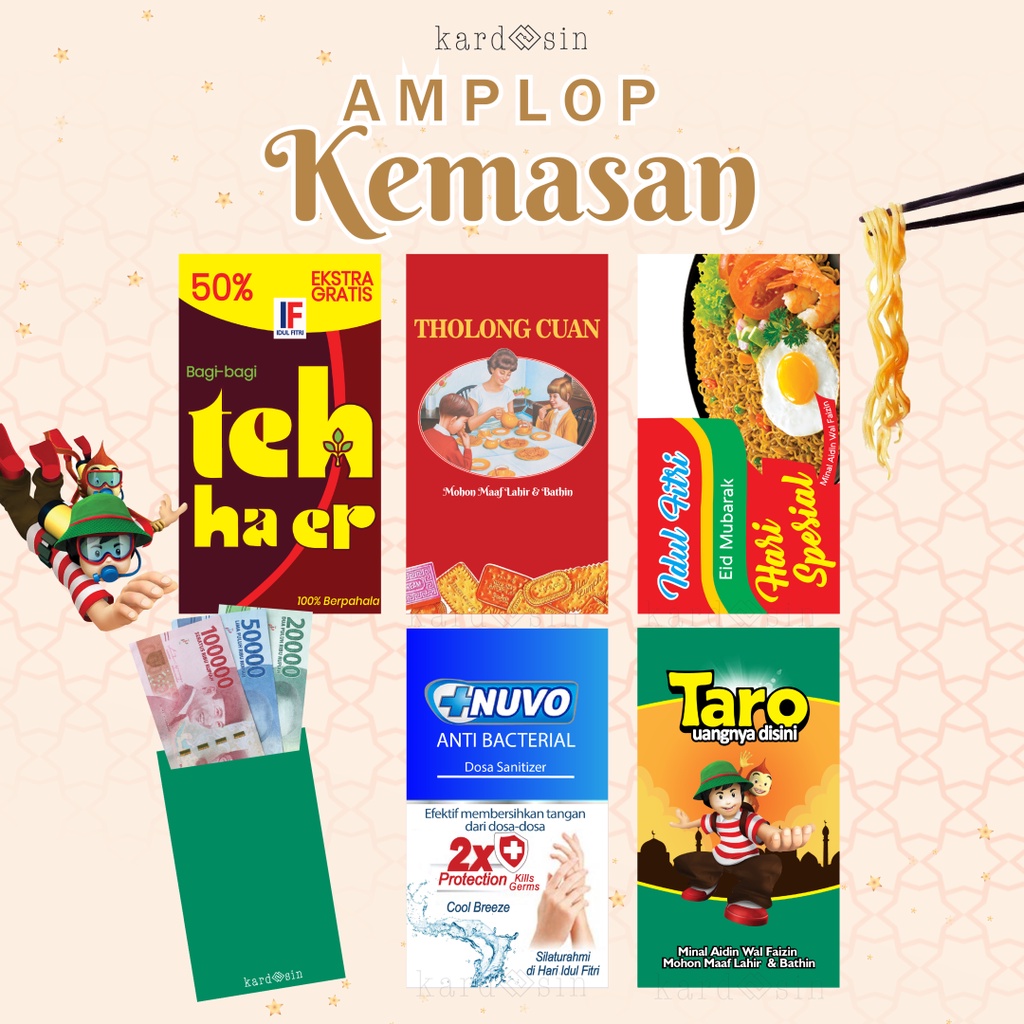 AMPLOP THR KEMASAN LUCU UNIK MEME TEH HA ER TARO INDOMIE BESAR LEBARAN RAMADHAN EID MUBARAK EID AL FITR IDUL FITRI RAMADAN MARHABAN PUASA AESTHETIC MEWAH ELEGANT ANGPAO ANGPAU ENVELOPE FITRAH KECIL UANG BAGI-BAGI HADIAH SEDEKAH ZAKAT HAMPERS HADIAH GIFT