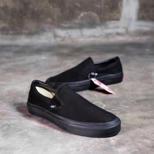 SALE DISKON! V4NS SLIP-ON BLACK/BLACK CLASSIC 100% ORIGINAL BNIB