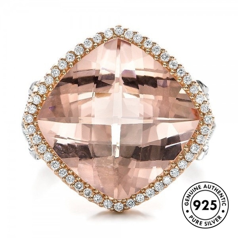 Cincin Kristal Bahan S925 Silver Warna Rose Gold