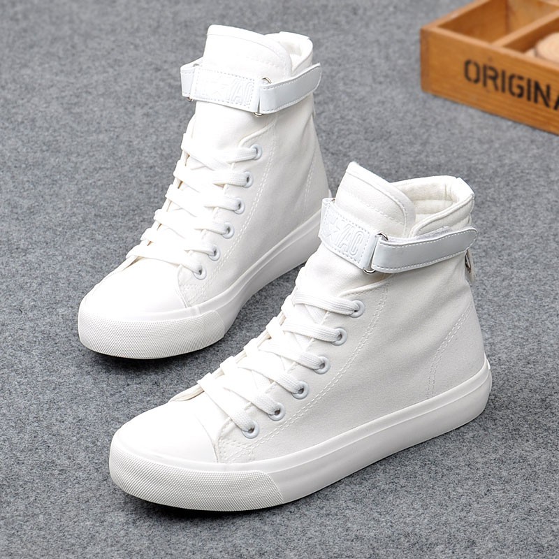 plain white high top trainers