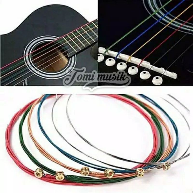 senar gitar akustik strings unpacking warna warni