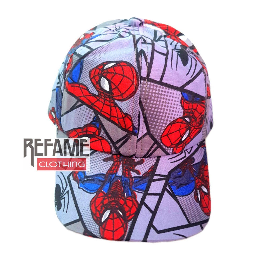 Topi Anak Laki Laki Superhero Komik Spiderman Micro Grey Cowok Usia Umur 1 2 3 4 5 6 7 8 9 10 Tahun Lucu Keren Grosir Murah