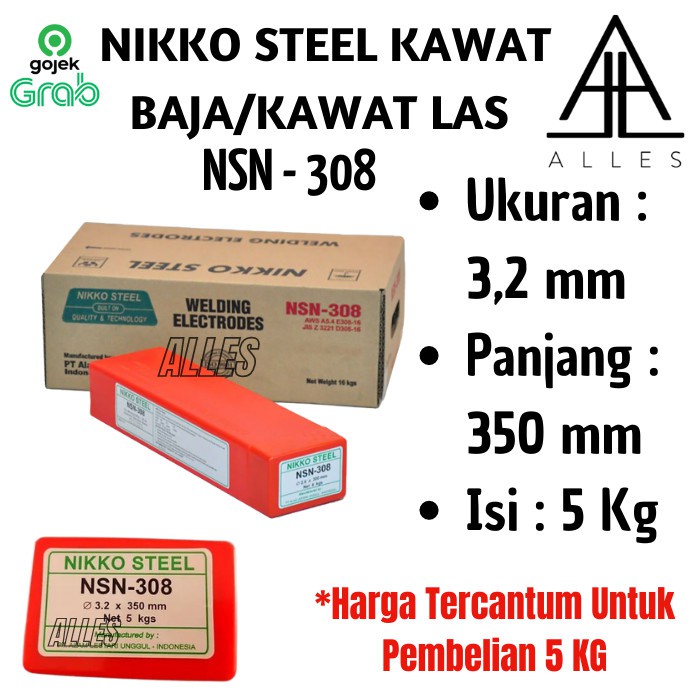 Kawat Las Stainless / Kawat Las Nikko Steel / NSN-308 3.2 X 350 mm