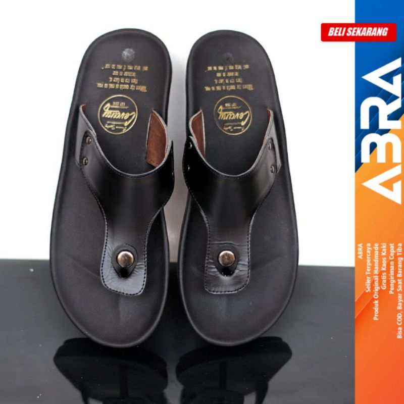 Sandal Jepit Pria Sandal Kulit Asli Original Cowok ABRA