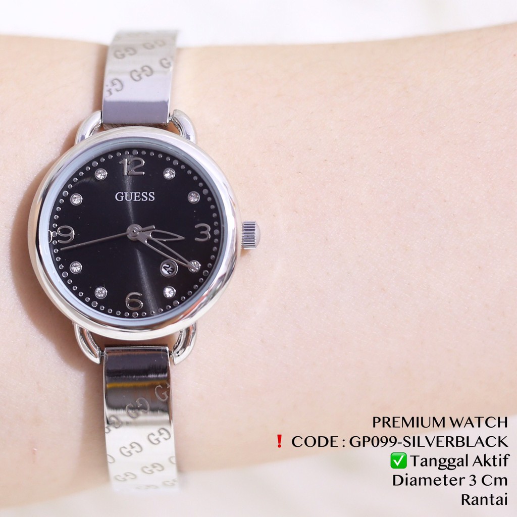 Jam tangan rantai wanita stainless tanggal aktif free baterai cadangan GP099