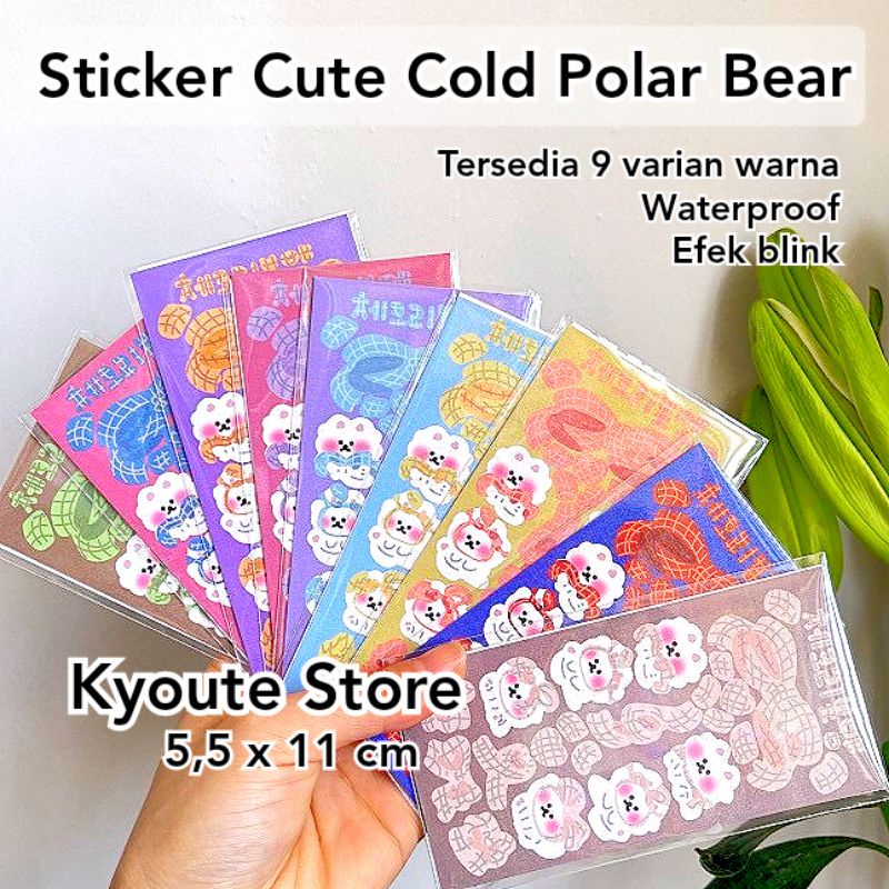 

Sticker Deco Sheet Cute Cold Polar Bear Glitter Scrapbook Bujo Journal DIY Diary Dekorasi HP