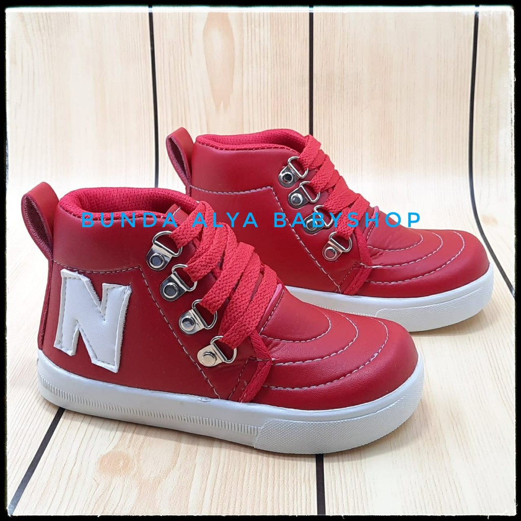 Sepatu Anak Laki Laki Alas Karet Usia 5 6 Tahun MERAH - Sepatu Anak Cowok Boots Alas Karet Keren Size 33 - 34