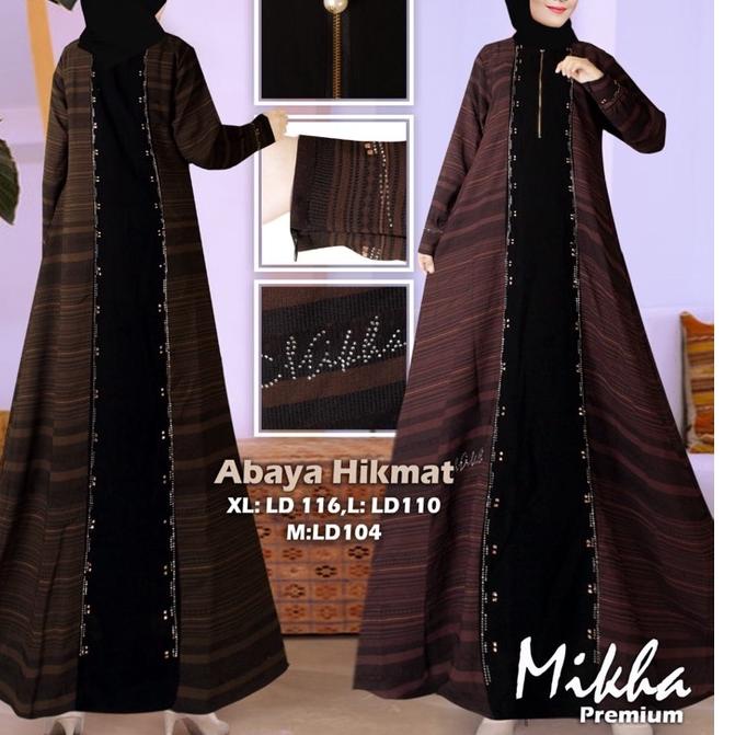 Paling Dicari|LR12|(READY JUMBO 4L | LD 130 )ABAYA HIKMAT KW SUPER PREMIUM /Dress Hitam Lebaran Terb
