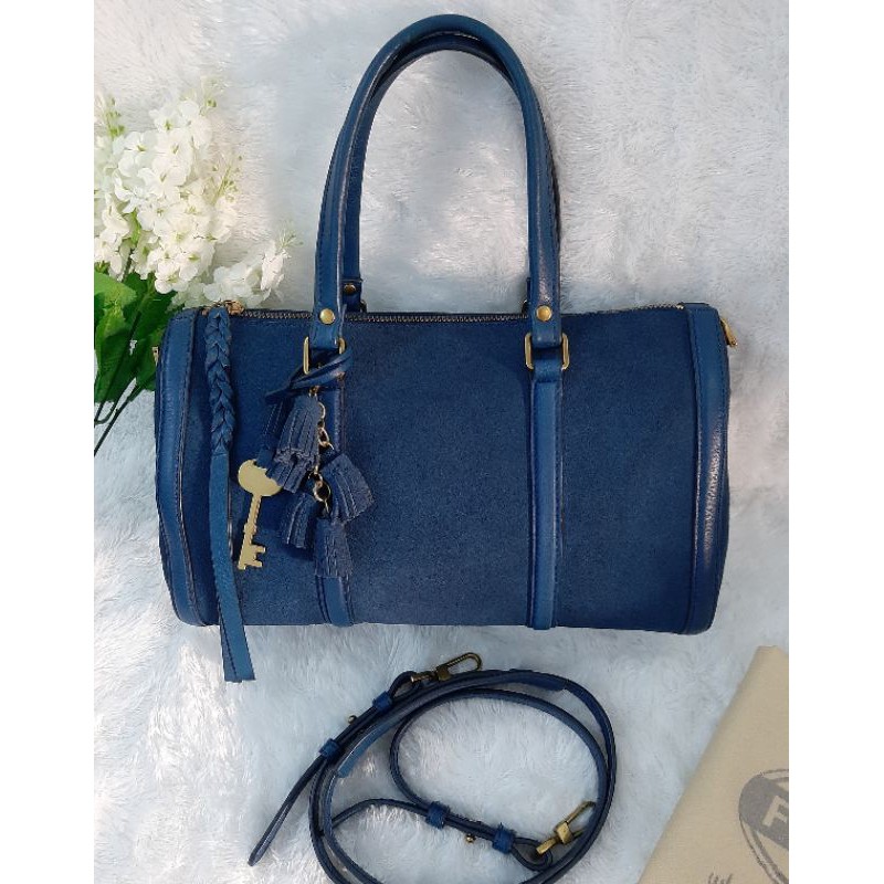 Preloved Fossil Kendall Satchel Blue marine