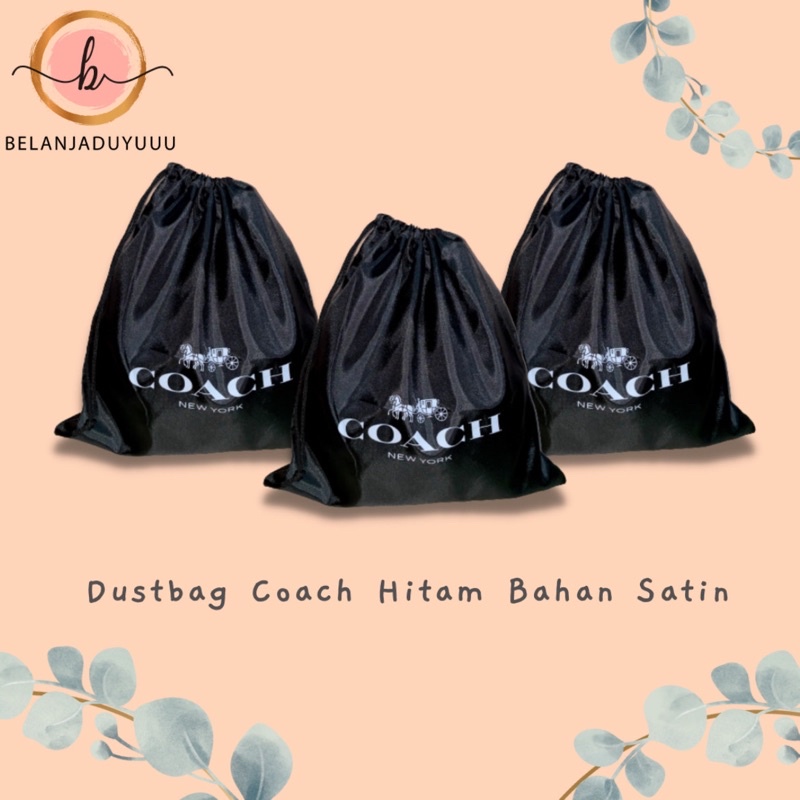 Dustbag Coach Bahan Satin Warna Hitam Dustbag Pengganti Pelindung Debu DB Branded