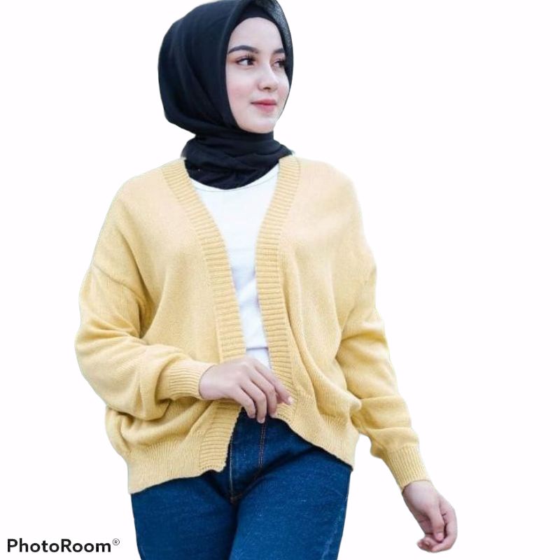 Cardigan Wanita Rajut Halus Tebal FLUFFY Bubble Cardy