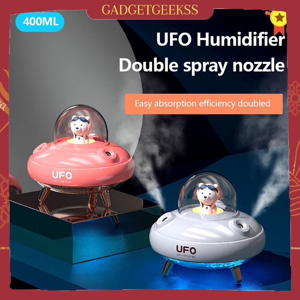 Planet Bear UFO Humidifier Purifier Rechargable Dual Nozzle Aromatheraphy