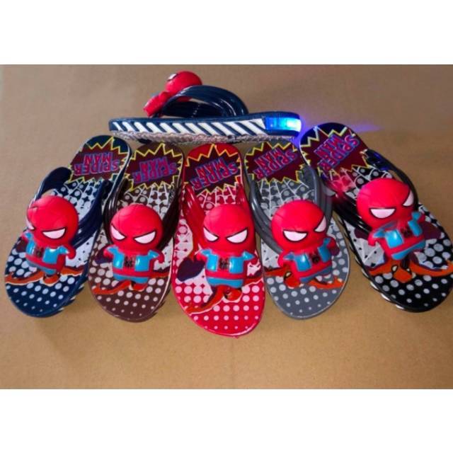  SANDAL  JEPIT ANAK  LAKI LED NYALA  SANDAL  ANAK  SPIDERMAN 