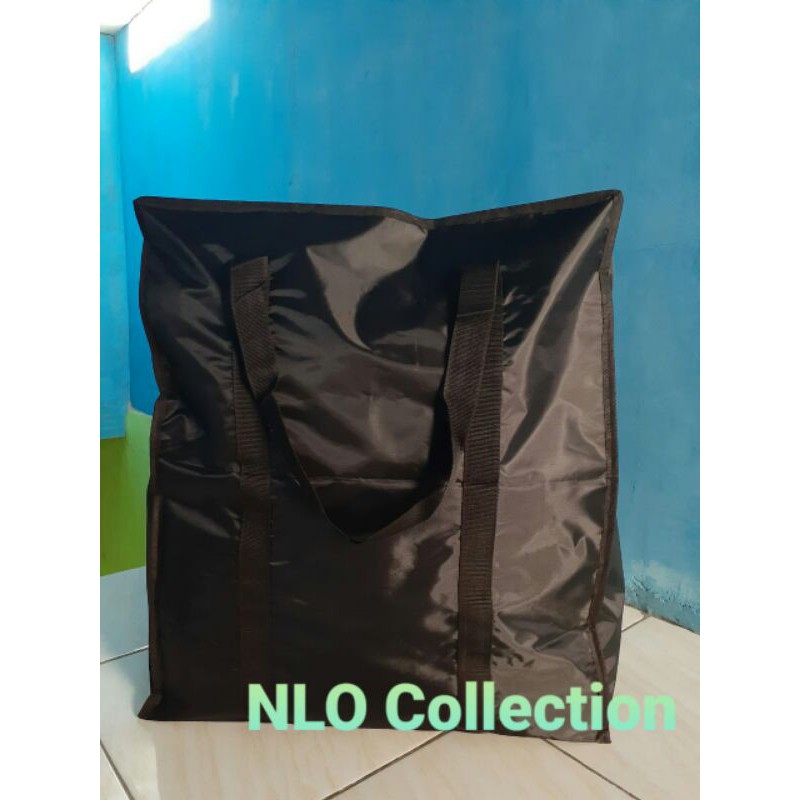 (nlo) Tas Belanja Terpal Polos Besar L 55x58 cm Laundry Bag Totebag Jinjing Serbaguna