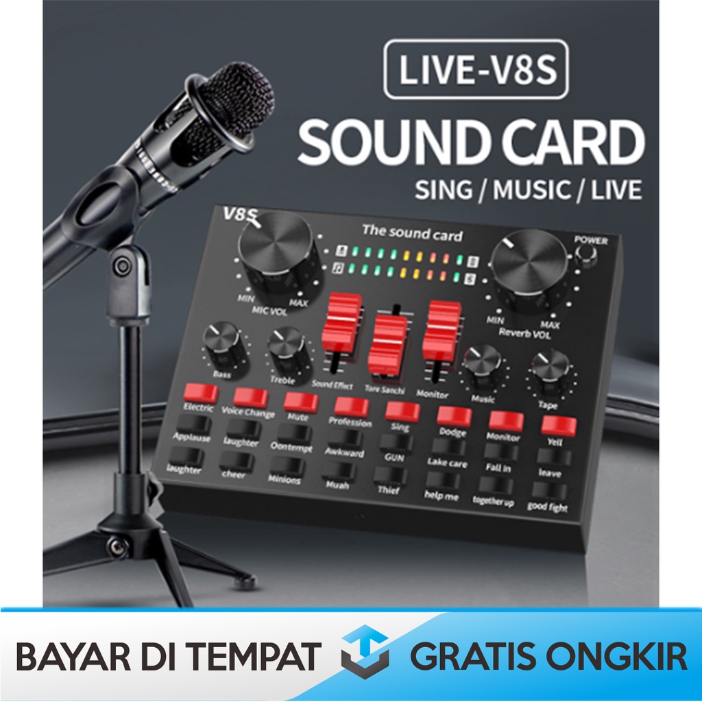 PAKET LENGKAP SOUNDCARD V8 PLUS ORI TAFFWARE V8S BLUETOOTH USB MURAH