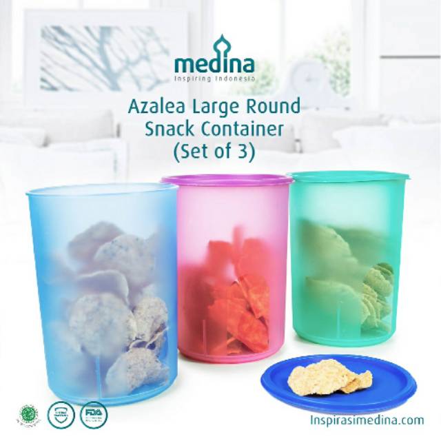 Toples Makanan Kedap Udara Bahan tebal 1 set isi 3 pcs [warna ungu, tosca, biru]