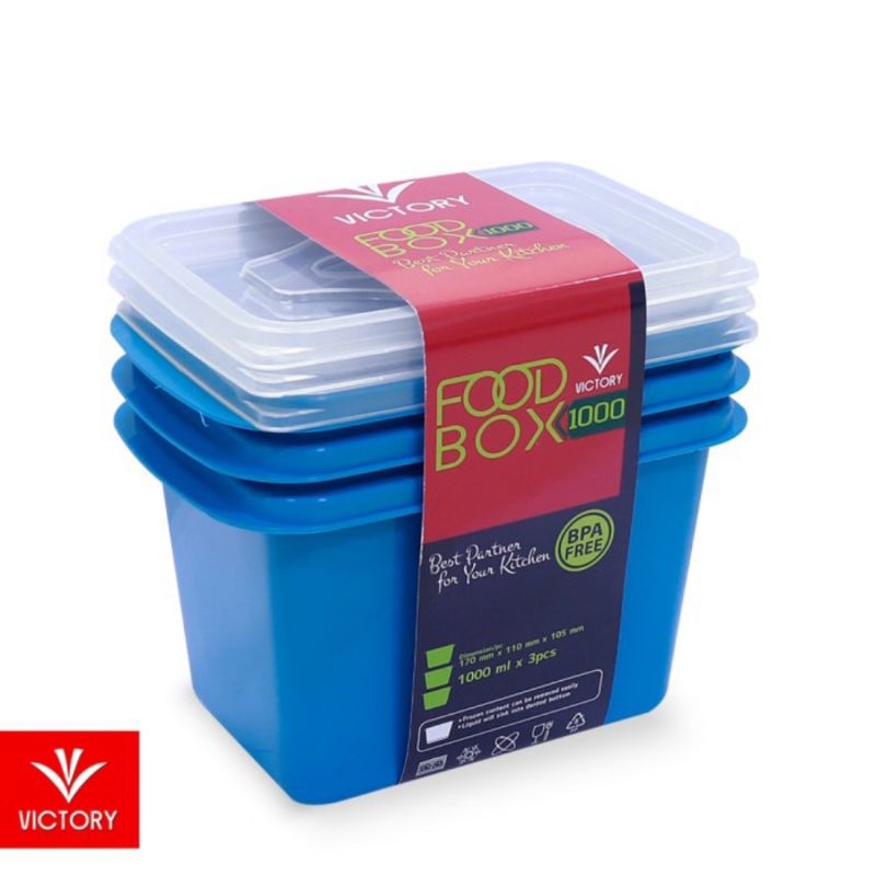 3 pcs FOODBOX 1000 ml Kotak Makan Plastik Victory tersedia / box makan foodgrade