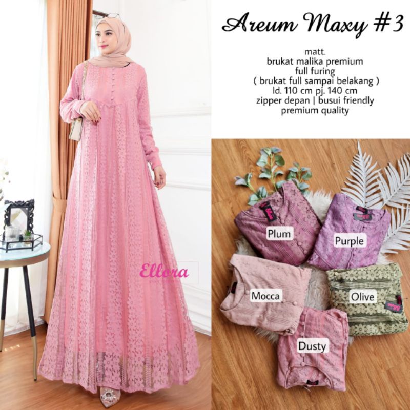 areum Maxi dress pesta dress brocade dress kondangan dress polos bruklat dress brokat