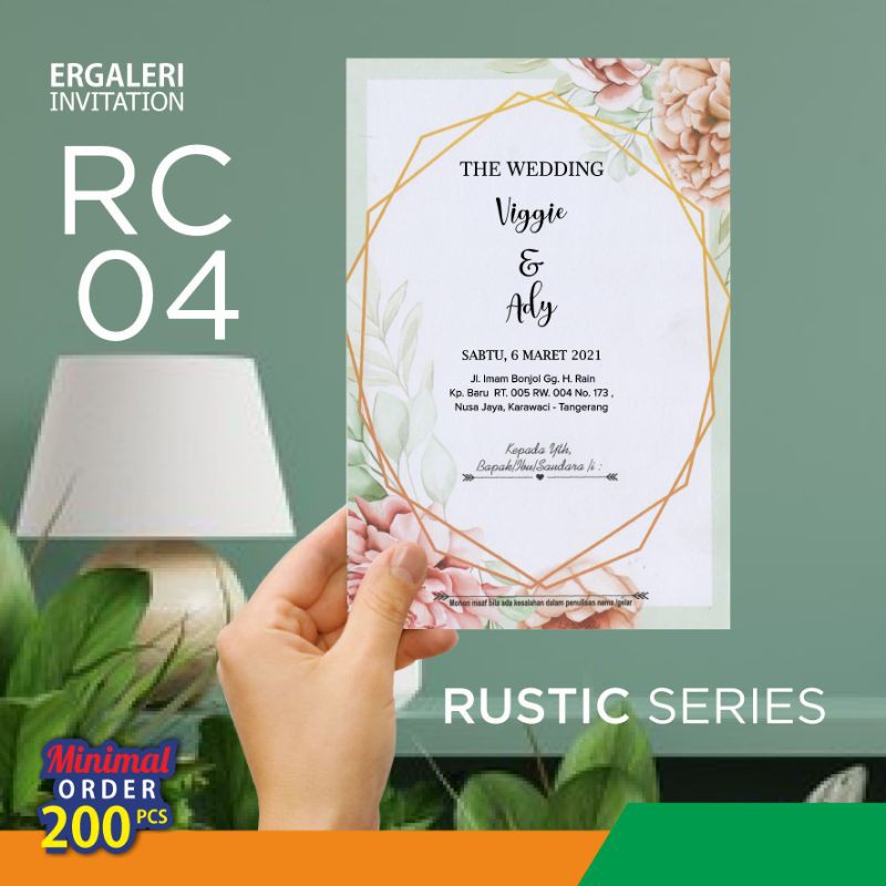 

undangan pernikaham rustic bunga elegan simpel mewah New