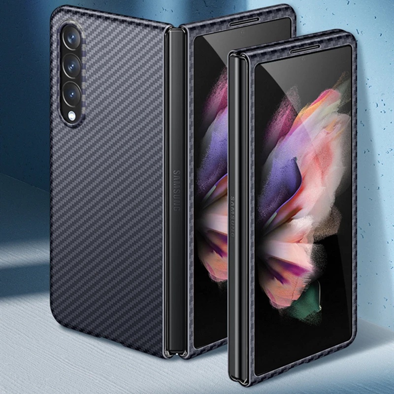 2 in 1  Real Carbon Fiber Mobile Phone Case for Samsung Z Fold 3