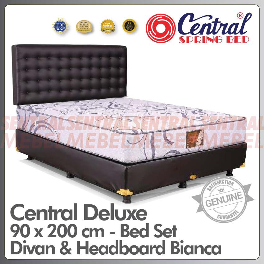 spring bed central deluxe central spring bed - bedset headboard bianca