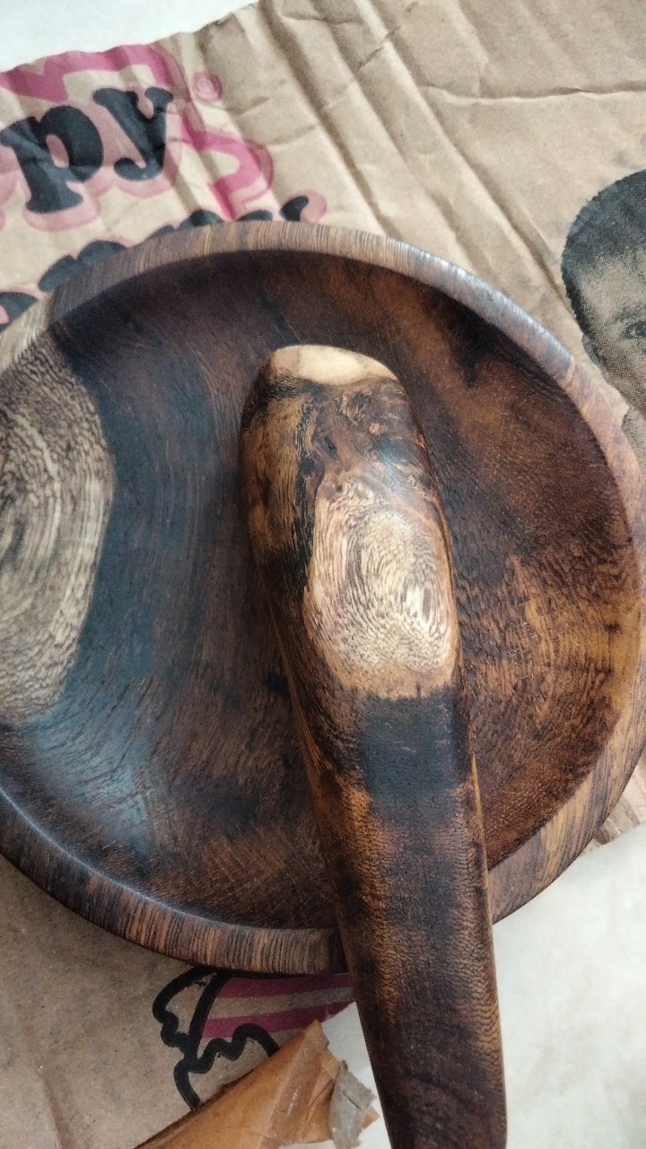 Cobek+uleg Kayu Sono Bulat 17cm