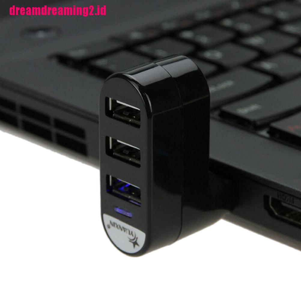 （✔✔❤(New) Hub Adaptor Splitter Mini 3 Port USB 2.0 Untuk PC Laptop Notebook Mac