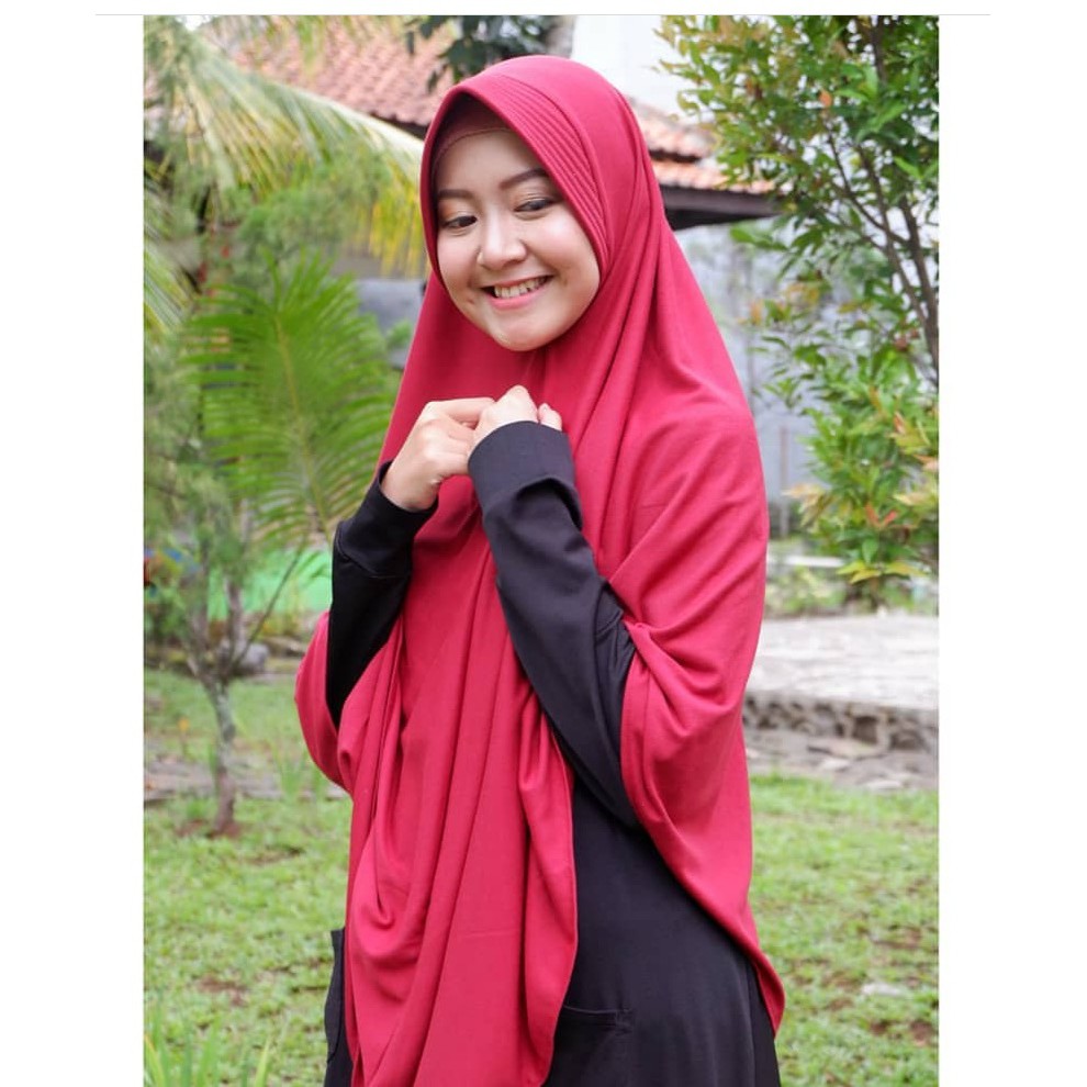 BERGO KAOS ANTEM POLOS BESAR hijab syari instan khimar jilbab pet anti tembem simple bergo asma afra