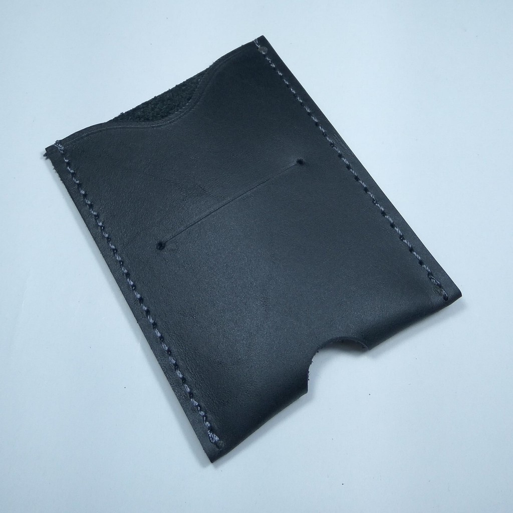 dompet kartu dan uang simpel kulit asli - slim simple wallet hitam