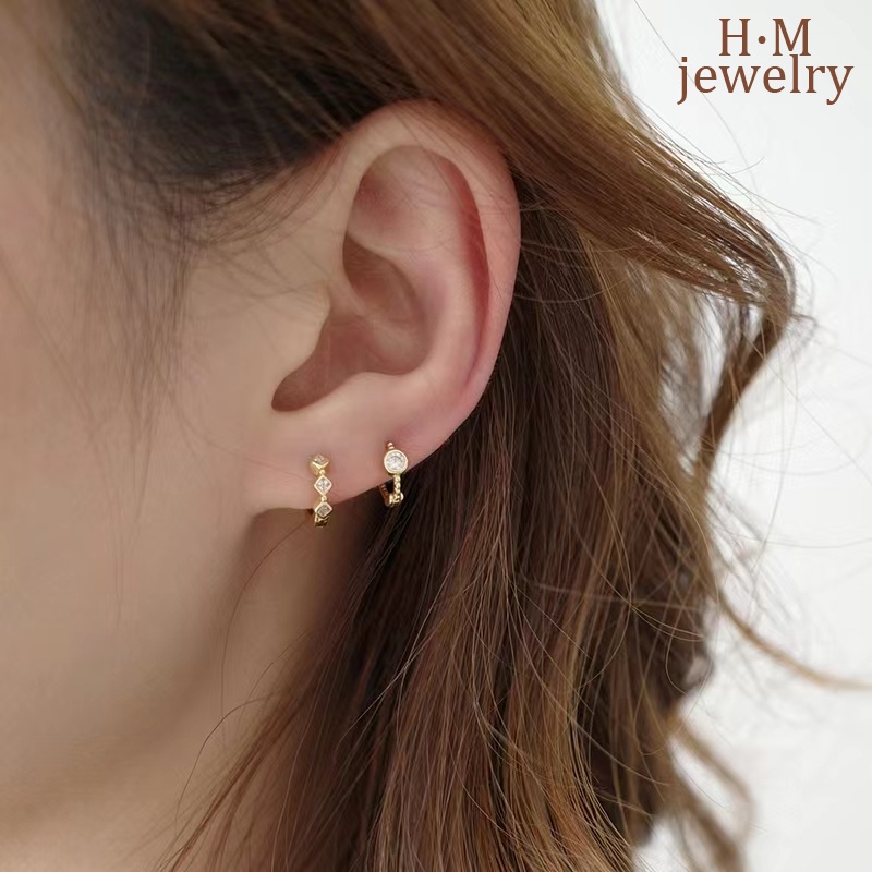 Anting Bulat Hias Zircon AAA Untuk Wanita