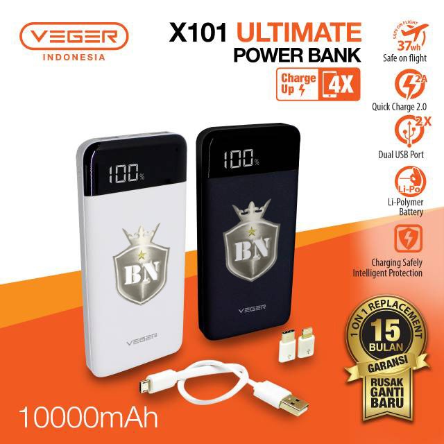 Powerbank LED Veger X101 Custom Gambar atau Logo