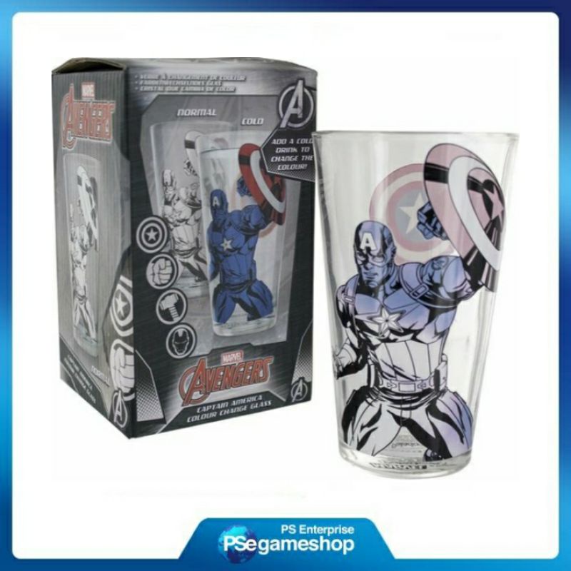 Avengers Captain America Colour Change Glass - Officially Licensed Disney Marvel Merchandise