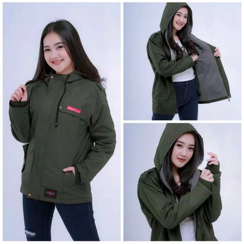 JAKET JACKET HOODIE HODIE PARKA SEMI PARKA HIJABER MUSLIMAH PANJANG PARASUT PARASIT WANITA CEWEK-BLEZER ARMY