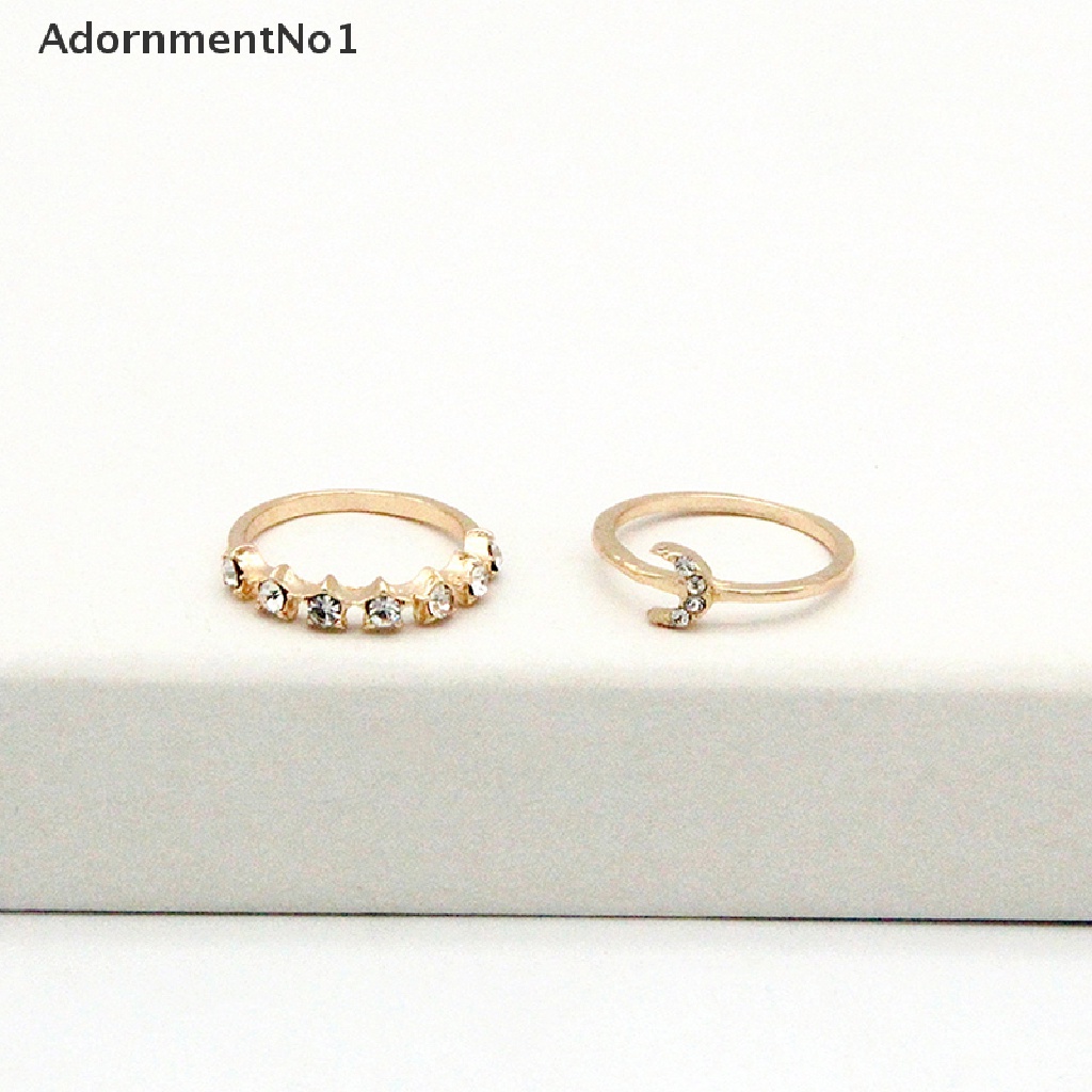 (AdornmentNo1) 9pcs / set Cincin Gaya Bohemian Bentuk Bulan / Bintang Untuk Wanita