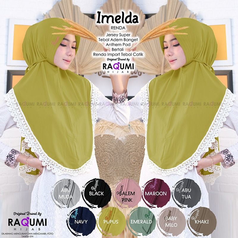 Hijab Instan Imelda Renda Casual Daily ori by Raqumi
