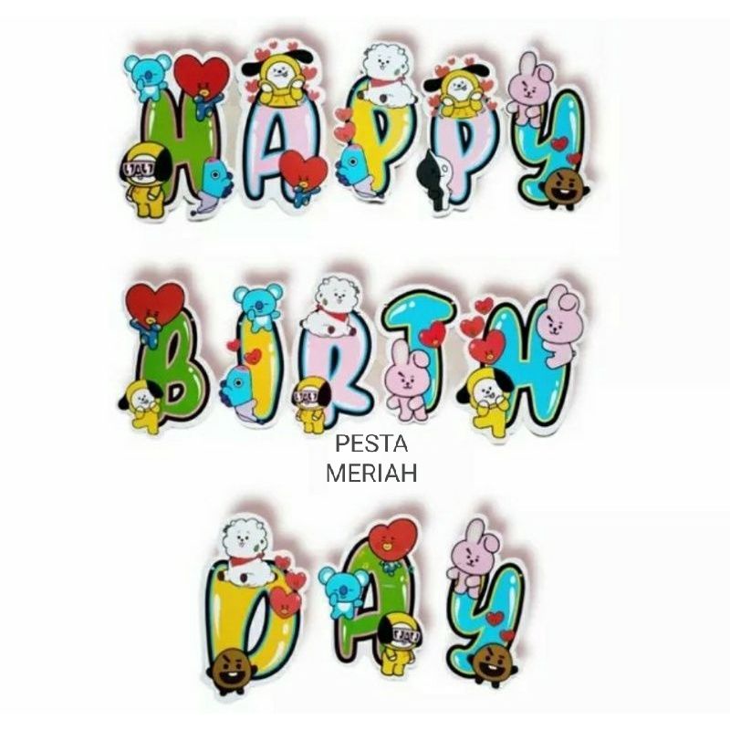BANNER HAPPY BIRTHDAY BT21 / BANNER HBD BT21 / FLAG HBD BTS 21 / BANNER ULANG TAHUN BTS21