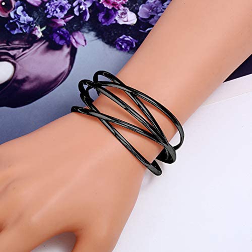 Hu Hu Hu Hu Hu Alat Bantu Pasang Kacamata♡ Gelang Bangle Open Desain Salib Multilayer Untuk Wanita