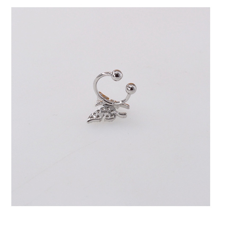 LRC Anting Jepit Fashion Single Ear Clip Diamond Alloy Butterfly (1pc) K26903