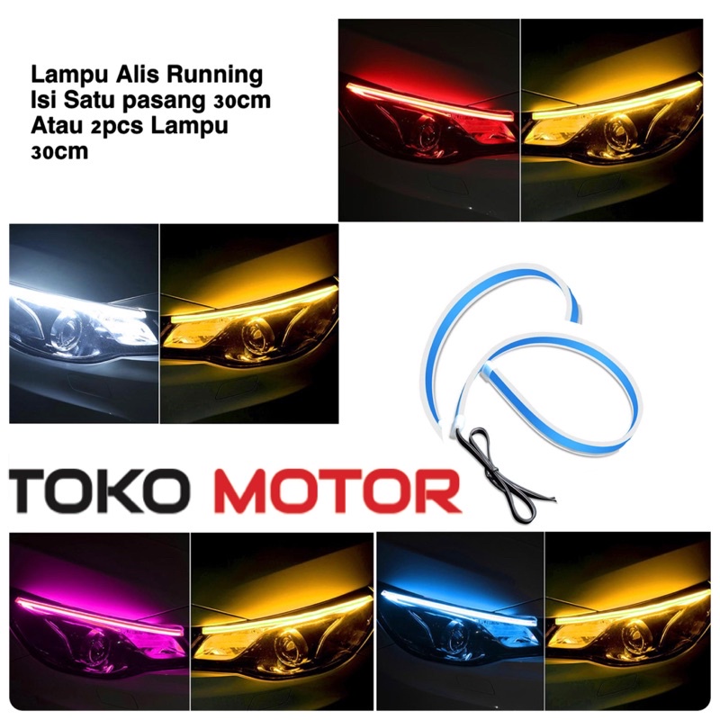 Lampu Alis Running 30 Cm Satu Pasang Ungu Biru Merah Putih