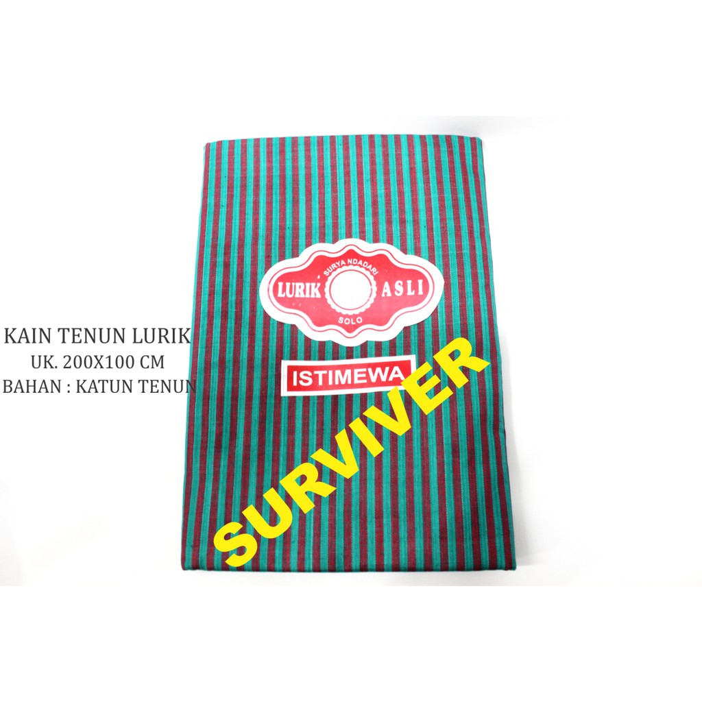 Kain Batik Tenun Lurik Khas Jogja Solo Motif Garis Hiaju Hitam Original Halus