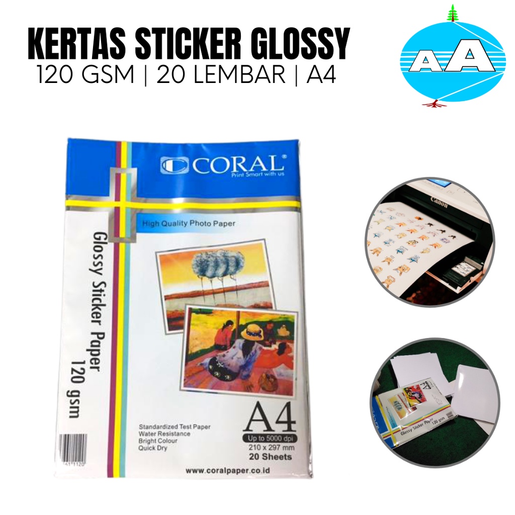 

Kertas Sticker Coral Glossy 120 GSM A4