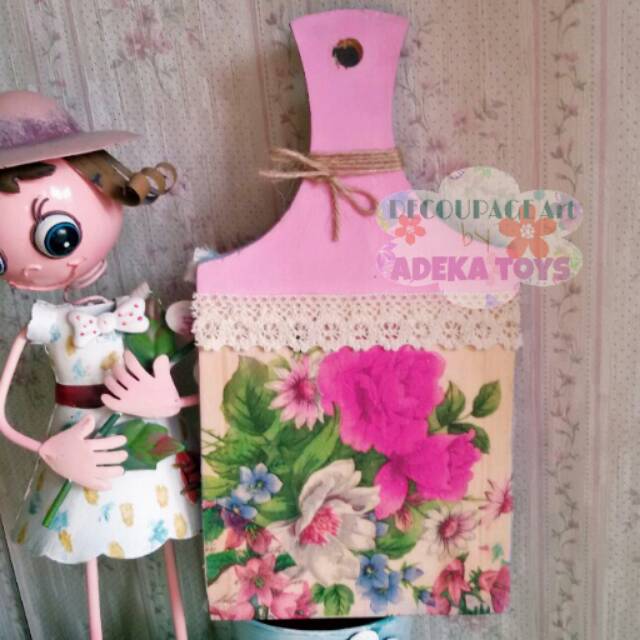  Talenan  DECOUPAGE Shabby Chic Kayu  Pinus Besar  30x15 PINKY 