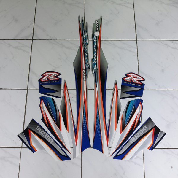 striping stiker motor smash 110r 2005 silver-biru