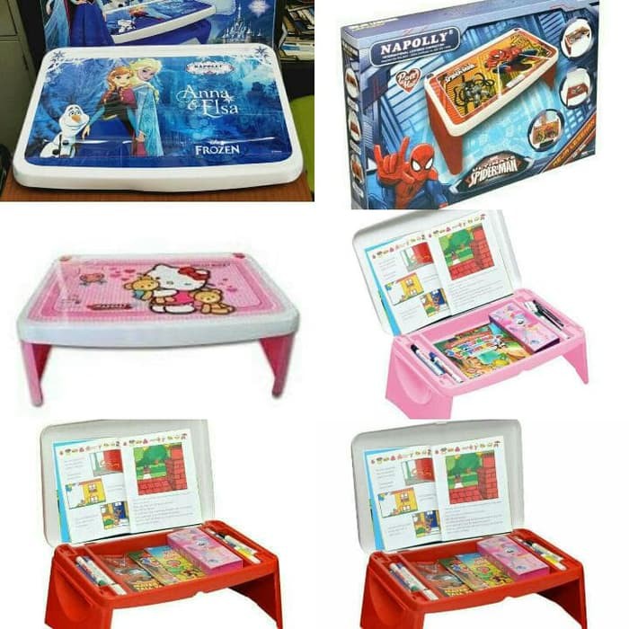 Meja Belajar Anak + Laci Meja Lipat Meja Lesehan Karakter Hello Kitty Napolly Meja Frozen Hot Wheel