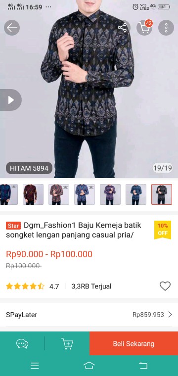 Kemeja Batik Songket Lengan Panjang Premium Batik Songket Dewasa