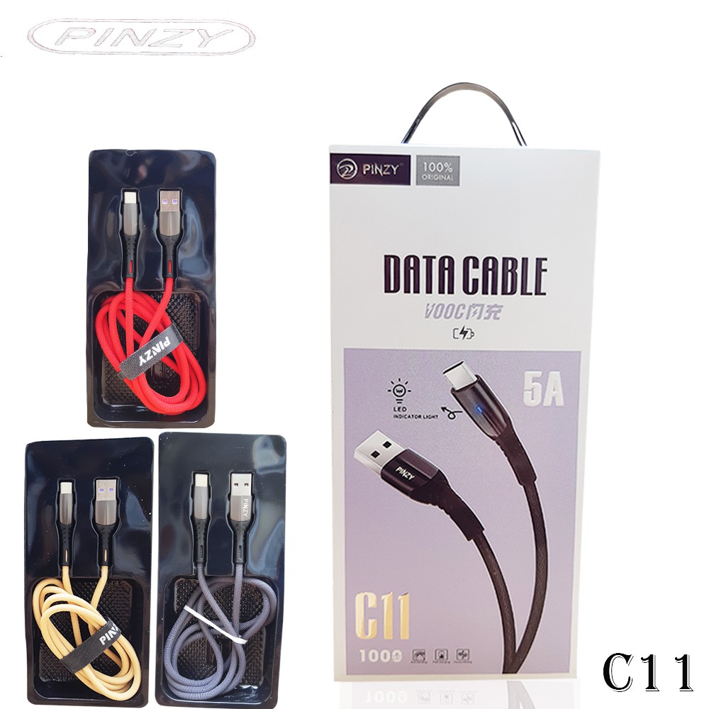 PINZY C11 Kabel Data - Kabel Charger USB Type C Fast Charging &amp; LED Indicator Light