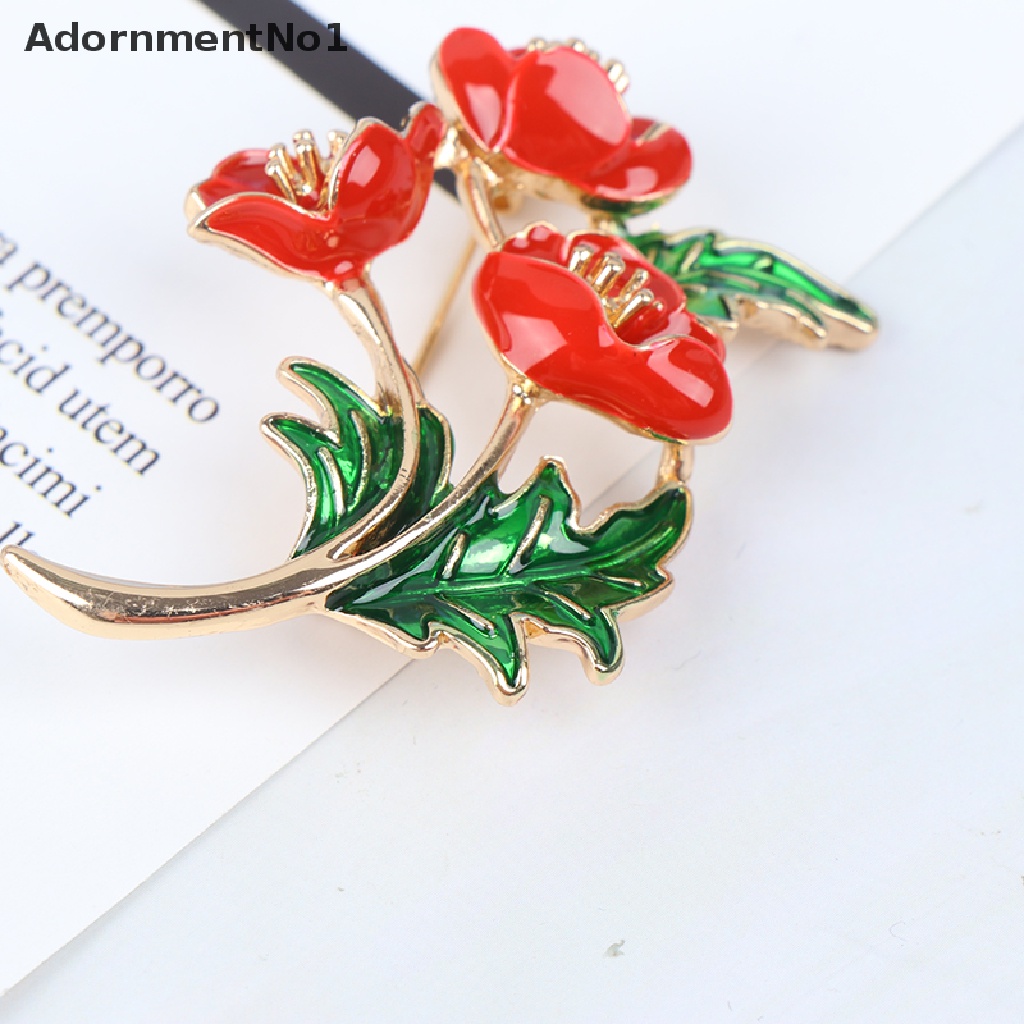 (AdornmentNo1) Pin / Bros Bentuk Bunga Poppy Warna Silver / Gold Untuk Wanita